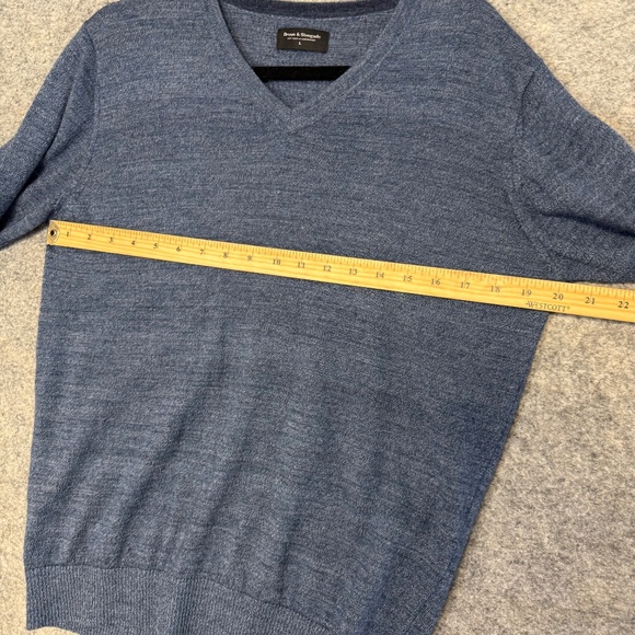 Bruun & Stengade Blue V-Neck Knit Pullover Wool Blend Sweater Men’s Size L - Picture 9 of 10